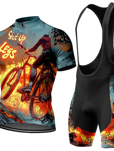  Miesten Pyöräily jersey Pyöräily jersey ja haalarishortsit Lyhythihainen Maastopyöräily Maantiepyöräily Kesä Kevät Sininen Rubiini Purppura Piirretty Vintage Pyörä Aurinkovoide UV-vastustuskykyinen