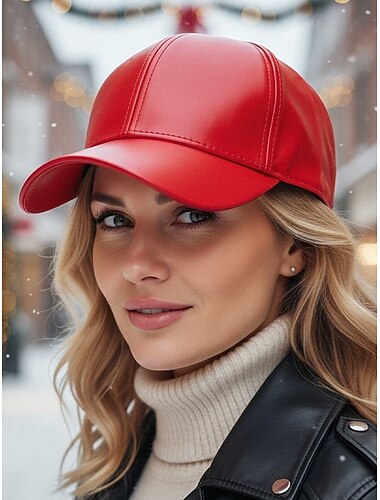  قبعة جلدية صناعية للجنسين لعيد الميلاد - تصميم أنيق، ألوان متعددة، متينة، مثالية للنزهات الشتوية والعطلات