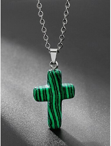  Weihnachtskette für Herren mit Kreuzanhänger aus Naturstein, erhältlich in verschiedenen Farben, stilvolles und trendiges Design, perfektes Weihnachtsgeschenk