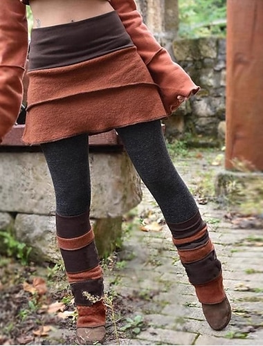  Γυναικεία Κολάν Διακοπές Βίντατζ Εθνοτικό στυλ Πλήρες μήκος Μεσαία Μέση Πολυεπίπεδο Ελαστικό σκούρο κόκκινο Πορτοκαλί Πράσινο του τριφυλλιού Άνοιξη Φθινόπωρο Χειμώνας