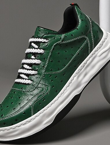  Zapatillas deportivas verdes de piel sintética para hombre: elegantes y duraderas, ideales para el día a día, salidas informales y un estilo urbano a la última moda.