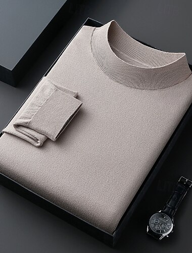  Férfi Pulóver pulóver Kötött pulóver Bordázott Kötött Normál felsők Kötött Sima Magasnyakú Divat Alap Vakáció Hétköznapi viselet Ruházat Ősz Tél Medence Fekete S M L