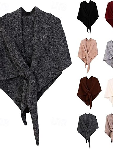  sjal för kvinnor stickad ullblandad triangelhalsduk mysig vinterhalsduk enfärgad stor sjal för utomhusresor kontor axelskydd komfortlager