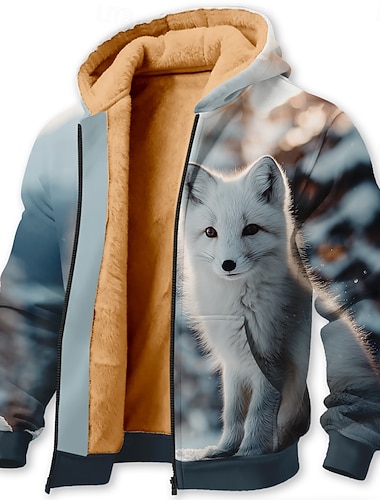  رجالي ذئب طباعة ثلاثية الأبعاد الصوف قبعة Jacket كنزة كلاسيكي عسكري الصيد رقبة عالية مدورة الأماكن المفتوحة تخييم أزرق بني إحزم الخريف الشتاء مصمم S M L XL 2XL 3XL