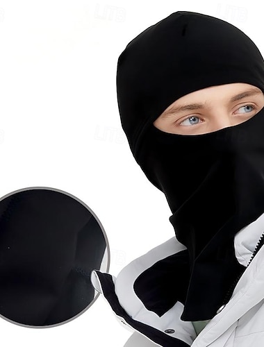  Gorro 3 em 1 com protetor de pescoço e máscara facial para ciclismo de inverno, forrado com lã preta, à prova de vento e poeira, ideal para motociclismo, esportes ao ar livre e proteção contra o frio.