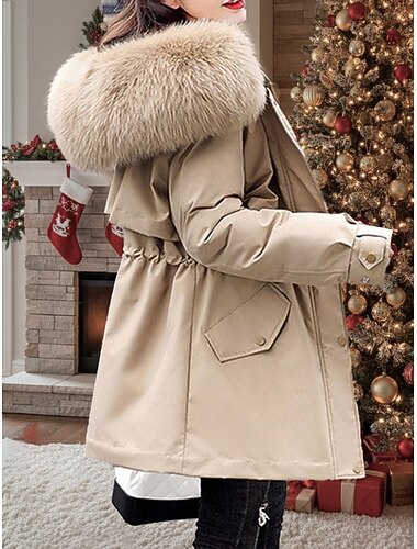  בגדי ריקוד נשים מעיל חורף ז'קטים לחורף מעיל קפוצ'ון מעיל פרקה בית הספר חג מולד בָּחוּץ סתיו חורף רגיל מעיל רגיל שמור על חום הגוף נושם פשוט יום יומי קז'ואל נוח Jackets שרוול ארוך צבע אחיד