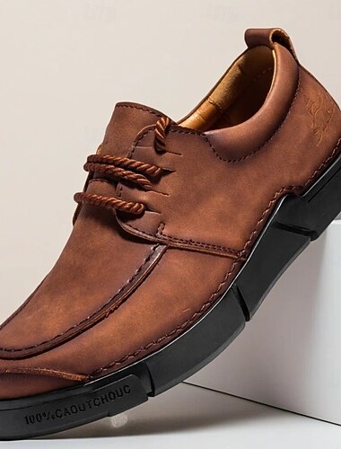  Pánské hnědé mokasíny z umělé kůže s tlustou podrážkou - ležérní a pohodlná obuv pro každodenní nošení