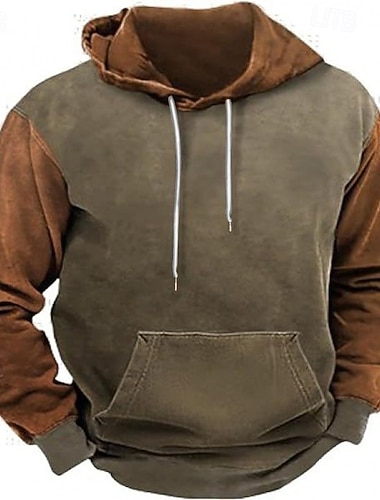  Herren Kapuzensweatshirt Pullover Kapuzensweatshirt Armeegrün Mit Kapuze Einfach Patchwork Farbblock Sport & Outdoor Lässig Täglich Streetwear Cool Sportbekleidung Frühling & Herbst Bekleidung