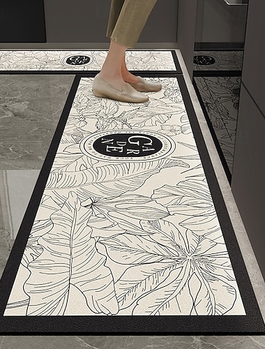  廊下やキッチン用のランナーラグ、珪藻土の泥のフロアマット、高級ミニマリストスタイル、吸水性、滑り止め、耐久性、玄関、バスルームラグ、お手入れ簡単、家庭用装飾カーペット