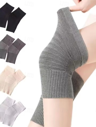  زوج واحد من واقيات الركبة القطنية الدافئة للجنسين بتصميم ناعم ومطاط حراريًا لحماية الركبة، وسادات دعامة الركبة المحبوكة تحمي المفاصل، وسادات الركبة الرياضية، وسادات دعم مرنة مخططة