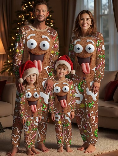  Pyjamas de Noël en famille Vêtements de Nuit Homme Femmes Garçons Fille Tenues assorties à la famille Doux Noël Motif Adultes Enfant Noël Nouvel An la veille de Noël Noël Vacances Vêtements de maison