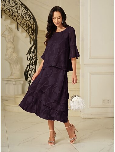  Dames Elegant Casual Midi Medium Taille Rokken Bloemig Kant Ruche Onregelmatige zoom Micro-elastisch Afspraakje Casual / Dagelijks Aubergine Lente, Herfst, Winter, Zomer Polyester