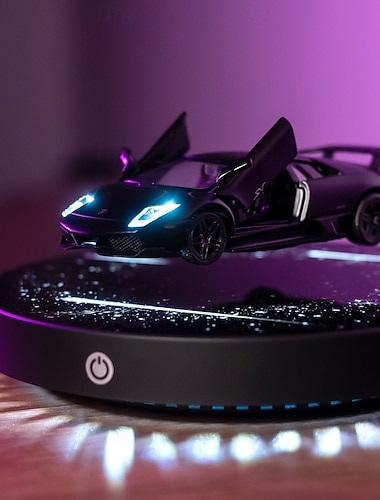  מכונית ריחוף מגנטית חדשה לשנת 2025 בצבע שחור יצוקה עם בסיס שמי זרועי כוכבים עגול זוהר הכוללת אפקט תאורת לד אמיתית וחסכונית באנרגיה הנשלטת על ידי מתג המסתובב בחופשיות באוויר, מתאימה ל-chr