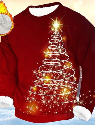  Noël Homme Arbre de Noël Polaire Sweatshirt Quotidien Occasionnel 3D Col ras du cou Maison Soirée Cadeau Vêtements de rue Bleu Rouge Violet Vert Impression 3D Automne Hiver Designer S M L XL XXL XXXL