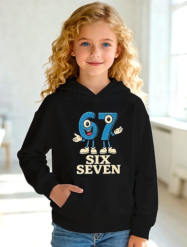  Unisex Flickor 3D Grafisk Rolig slang 67 Huvtröja Pullover Långärmad 3D-tryck Vår Höst Sport Mode Streetwear Barn 4-12 år Huva Utomhus Ledigt Dagligen Normal
