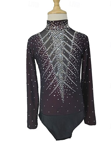  Kunstschaatstopje Voor heren Jongens Schaatsen Tops Zwart Lapwerk Spandex Hoge Elasticiteit Opleiding Professioneel Wedstrijd Kunstschaatskleding Klassiek Kristal / Bergkristal Lange mouw Schaatsen