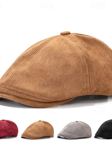  בגדי ריקוד גברים כובע מצחייה שטוח אסקוט כובע כובע ניוזבוי שחור יין פּוֹלִיאֶסטֶר אופנתי יום יומי רחוב יומי אחיד מתכווננת קרם הגנה נושם