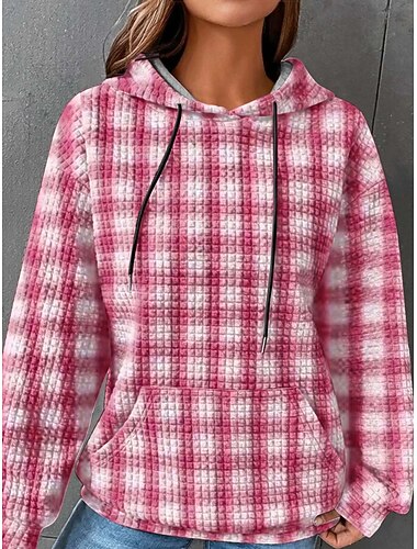  Dame Pullover hættetrøje sweatshirt Grafisk Batikfarvet Varm Aktiv Sød Stil Langærmet Hætte Almindelige toppe Gade Hverdag Afslappet Lyseblå Rav Azurblå lysegrå grå Hvede farve Forår Efterår Vinter