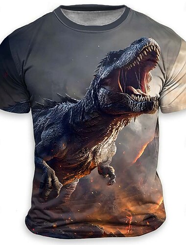  男性用 動物 Tシャツ 半袖 Tシャツ 3Dプリント クルーネック シャツ 誇張された デザイナー パーティー 祝日 ブラック4 黒1 黒3 夏 春 衣類 S M L XL XXL XXXL