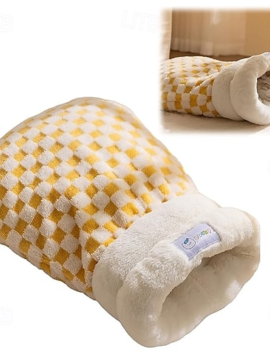  Katzenschlafsack für Wohnungskatzen, kuschelig weich, wärmend, 360°-Rundum-Sack für Katzen bis 8 kg