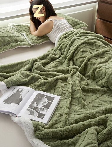  Manta de sherpa para sofá y cama, cálida manta de terciopelo coral suave y afelpada para invierno, manta gruesa y acogedora para la siesta en la oficina y decoración del hogar.