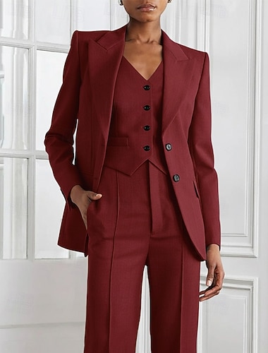  Mulheres Blazer Casaco esportivo Formal Convidado do casamento Vintage Elegante Manga Longa Lapela de pico Não Trespassado