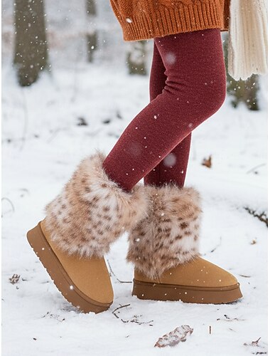  Γυναικείες χειμωνιάτικες μπότες χιονιού από ψεύτικη γούνα – ζεστή βελούδινη επένδυση, slip-on, άνετο στυλ για κρύο καιρό, εξωτερικές βόλτες και γιορτινά ρούχα