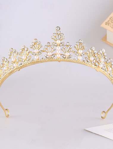  Crown Tiaras Hodepryd Legering Bryllup Bursdag Elegant søt stil Med Rhinsten Perle Hodeplagg Hodeplagg