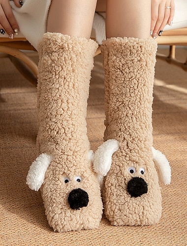  Κάλτσες Αστείες κάλτσες Υπαίθρια Άσκηση Περπάτημα Ποδήλατο / Ποδηλασία Διατηρείτε Ζεστό Αντιανεμικό 1 ζευγάρι Κινούμενα σχέδια Προβιά Πολυεστέρας Μαύρο Λευκό Ροζ Ένα Μέγεθος