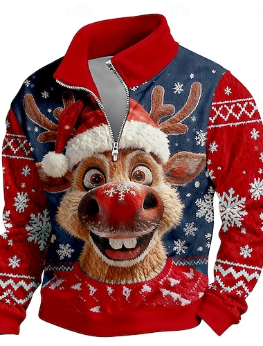  Natale Per uomo Ogni Felpa Cool Quotidiano Elegante Manica Lunga Collo alla coreana All'aperto Casa Regalo Blu Blu 2# Nero Rosso Viola Cerniera Autunno Inverno progettista S M L XL XXL XXXL