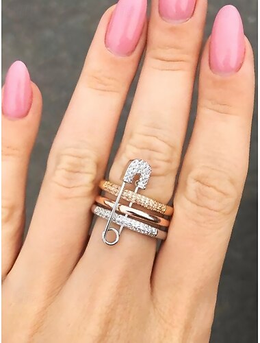  anello natalizio in rame da donna: elegante design tricolore con pietre trasparenti, perfetto come regalo per le feste, accessorio festoso ed elegante per occasioni informali e formali