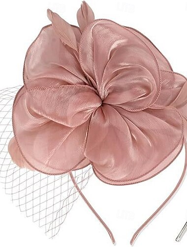  Stroik Tkanina Organza Kapelusz Fedora Ślub Herbaciane przyjęcie Wyścigi konne koktajl Elegancja Zabytkowe Z Pióro Winieta Nakrycia Głowy