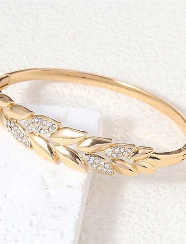  Zirkonium Retro Blad Formet Mote Personalisert Enkel trendy Chrome Armbånd Smykker Sølv / Gull Til Bryllup Fest Engasjement Skoleball