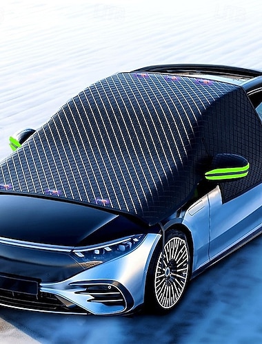  غطاء زجاج أمامي كبير للسيارة ضد الجليد والثلج - أغطية ثلج للزجاج الأمامي للسيارات مع نافذة جانبية &واقي مرآة الرؤية الخلفية، غطاء مغناطيسي للسيارة مضاد للثلوج في الشتاء، عالمي لمعظم السيارات، سيدان،