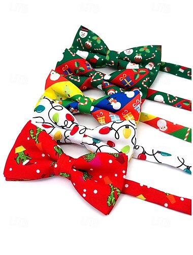  Julesløyfe for menn – polyesterstoff med festlige design av julenisse, tre og snø, perfekt for høytidsfester og feiringer