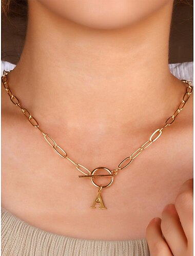  שרשרת מתנה לחג המולד לנשים - תליון אלפבית מסגסוגת זהב, 26 אותיות זמינות, שרשרת ראשי תיבות אלגנטית להתאמה אישית, מתנה מושלמת לחג