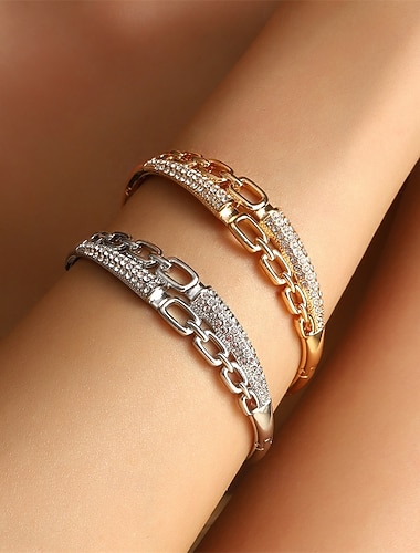  Bracelet Géométrique Zircon Lettre Élégant ancien Mode Personnalisé Tendance Bracelet Bijoux Argent Doré Carré pour Mariage Soirée Fiançailles Bal de promo