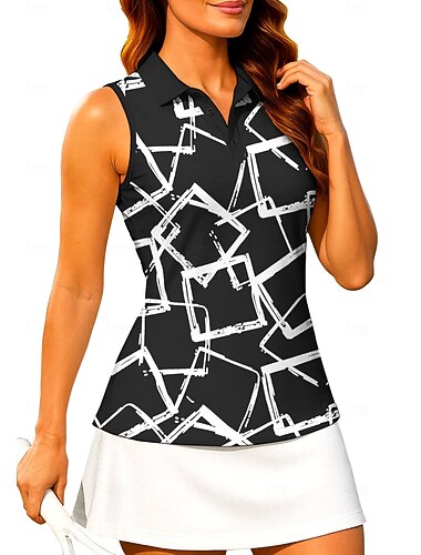  نسائي هندسي ألوان متناوبة حجر كريم تمرين تانك توب كنزات Shirt قميص رياضي بدون كم رياضي UPF50+ مقاوم للأشعة فوق البنفسجية مدرب حماية UV متنفس بيلاتيس لباس المشجعات الكرة الطائرة