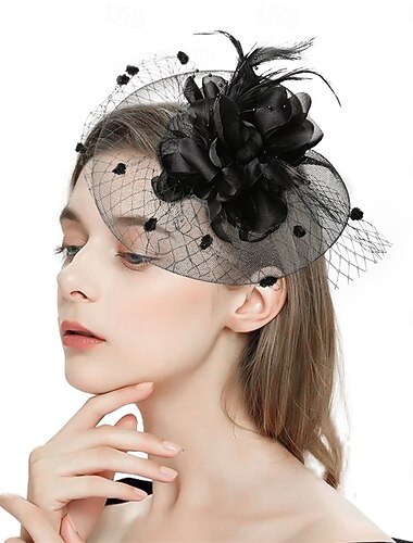  Hodepryd Tyll Tøy Fedora Bryllup Te Fest Hesteløp cocktail Elegant Årgang Med Fjær Hodeplagg Hodeplagg