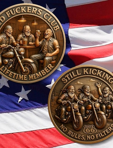  Club des vieux cons – pièce de membre à vie – pièce de collection humoristique, cadeau rigolo pour hommes &Femme, souvenir humoristique rétro, cadeau d'invité, pièce de monnaie fantaisie en métal,