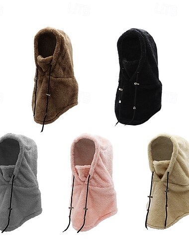  Gorro 3 em 1 com protetor de pescoço, máscara facial, gorro de inverno térmico à prova de vento com forro de lã, ideal para esquiar, andar de bicicleta, fazer caminhadas, praticar atividades ao ar livre e proteger do frio, para homens e mulheres.