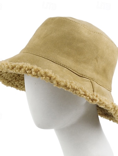  Damen Hut Eimerhut Winddicht Warm Alltagskleidung Wochenende Fleece Einfarbig
