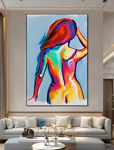  Peinture à l'huile artisanale sur toile, art mural moderne, nu féminin, ombre du corps humain, pour la décoration intérieure, peinture roulée