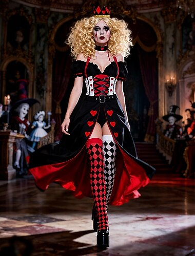 Alice in Wonderland Bajka Królowa Kier Czerwona Królowa Jad Sukienka Kostium Klasyczna postać z bajki Postacie z bajek Gotyckie for Damskie Dla dorosłych Halloween Tydzień Książki Spektakl Edukacyjne