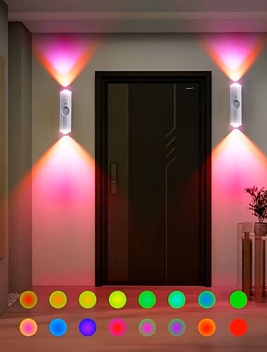  1/4 db-os kétfejes macskaszem-érzékelős éjszakai fény, USB újratölthető rgb fali lámpa, 3/7 színmód, fokozatmentes fényerő-szabályozás hálószobákba, lépcsőházakba, gardróbokba, nappalikba,