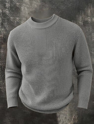  Homme Pull Pull Tricoté Côtelé Torsadé Tricoter Hauts Réguliers Tricoté Uni Col ras du cou Moderne Moderne Contemporain Occasionnel Tenue quotidienne Vêtement Tenue Automne Hiver Noir Blanche S M L