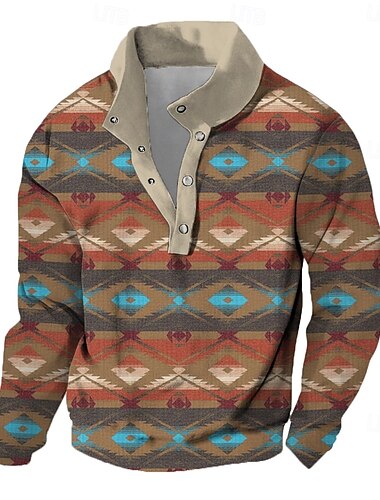  Ανδρικά Γεωμετρικό Κουρελού Πουλόβερ Etnic Κλασσικό Ζιβάγκο Διακοπές Εξόδου Θαλασσί Καφέ Κουμπιά Φθινόπωρο Χειμώνας Σχεδιαστής Τ M L XL XXL 3XL