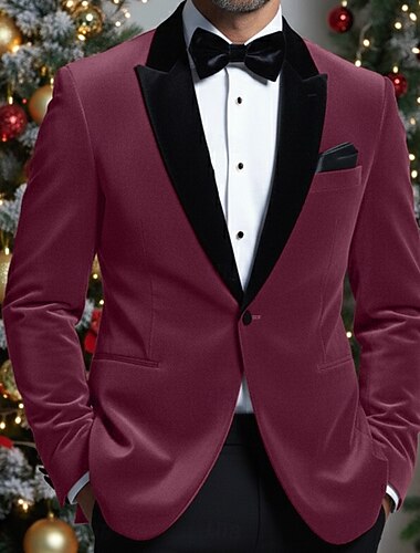  miesten samettinen bleiseritakki suljettava kaulus joulu muoti juhla yksivärinen bleiseri keltainen punainen sininen räätälöity istuvuus yksirivinen nappi