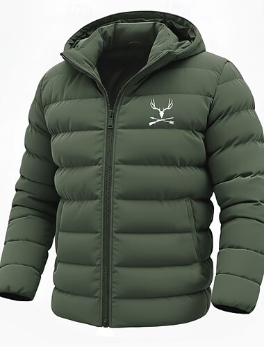  Herren Kuhmuster Wintermantel Daunenjacke Thermowarm Regenfest Leicht Lässig Outdoor Täglich Wattierte Steppjacke mit Kapuze Herbst Winter Langarm Schwarz Rote Königliches Blau