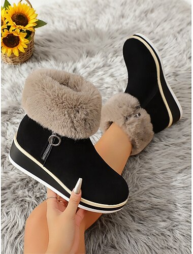  Naisten mustat tekoturkisnilkkurit vetoketjulla – mukavat talvijalkineet rentoon ulkoiluun, lumisiin päiviin ja kylmään säähän